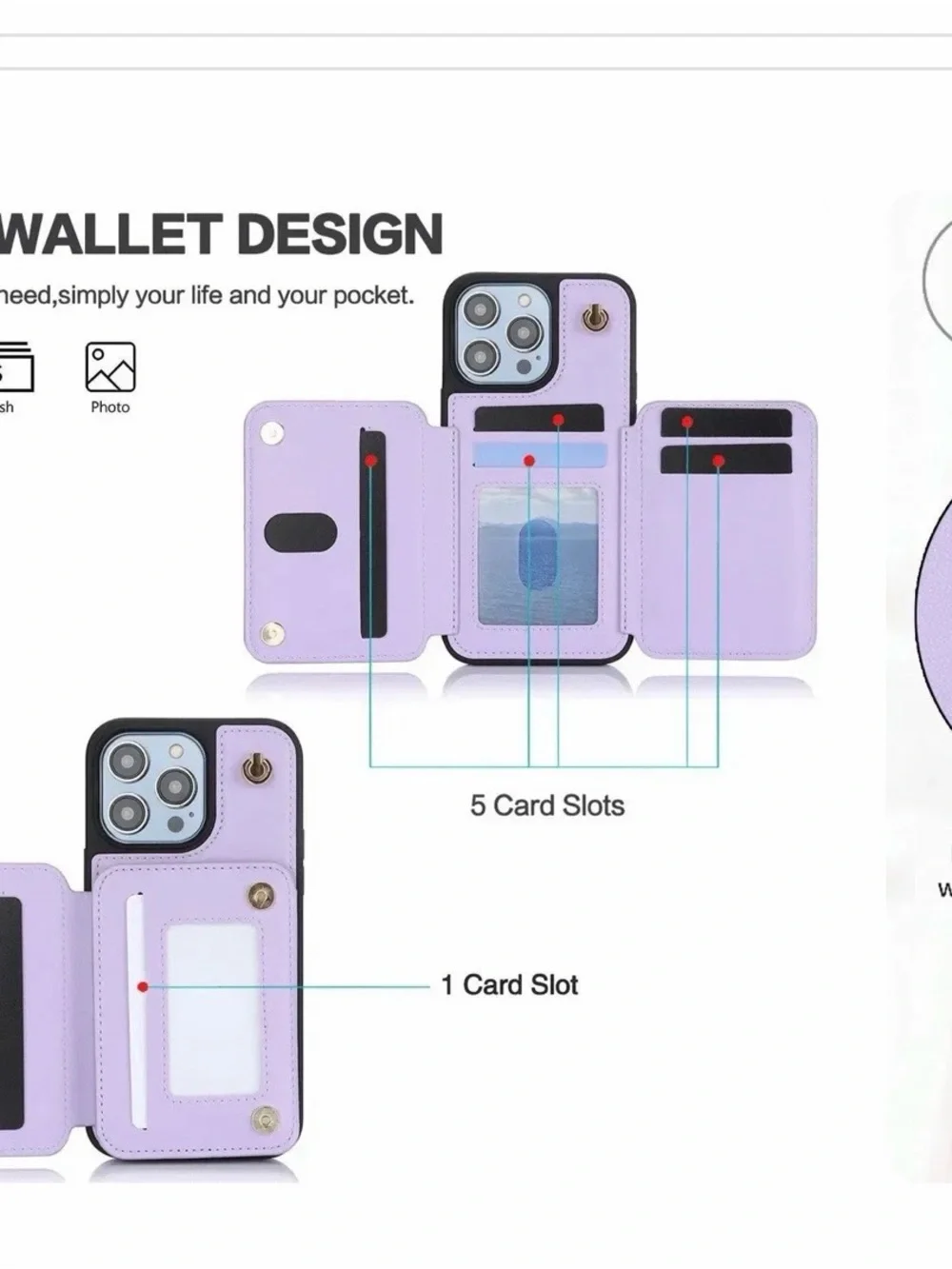 Scarlett Purple Wallet Crossbody Phone Case with Zippered Pocket & Strap